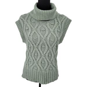 Sincerely Jules Sweater Womens Small Turtleneck Sleeveless Soft Cable Knit